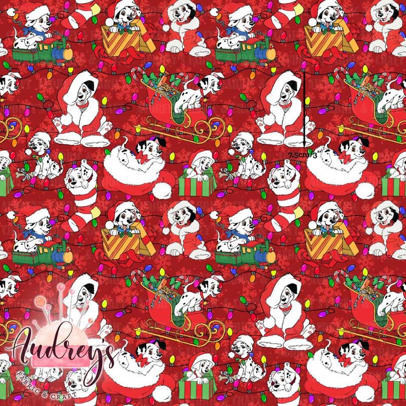 Xmas Dalmatians | Digital-Print Custom Cotton Woven | 145cm wide