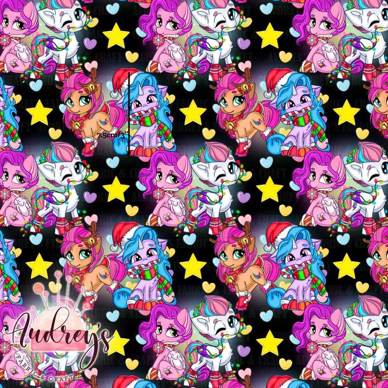 Xmas My Little Pony | Digital-Print Custom Cotton Woven | 145cm wide