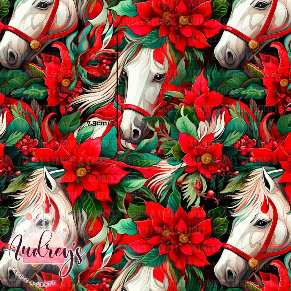 Xmas Horse | Digital-Print Custom Cotton Woven | 145cm wide