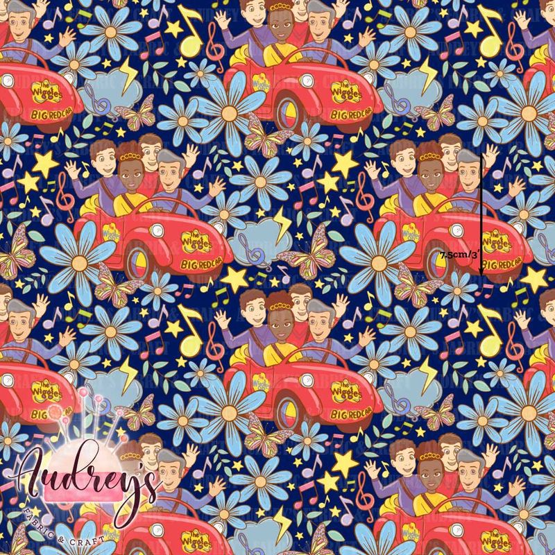 Wiggles, Floral Navy | Digital-Print Custom Cotton Woven | 145cm wide