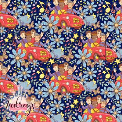 Wiggles, Floral Navy | Digital-Print Custom Cotton Woven | 145cm wide