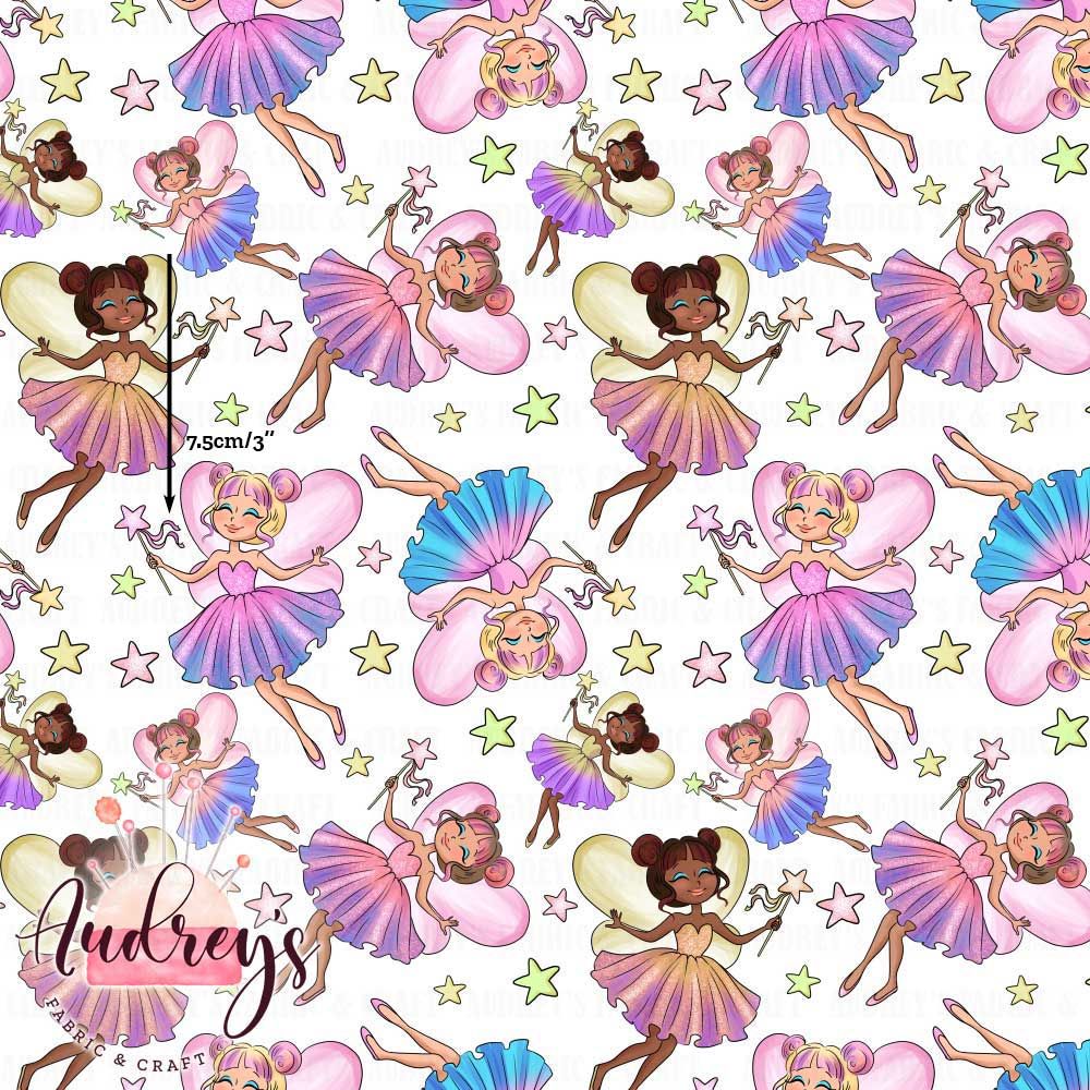 Fairies on White | Digital-Print Custom Cotton Woven | 145cm wide