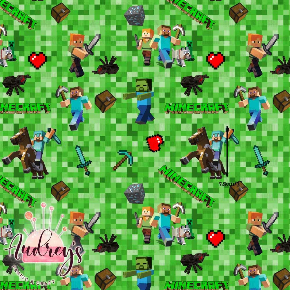 Minecraft on Pixels | Digital-Print Custom PUL Waterproof Fabric | 150cm wide