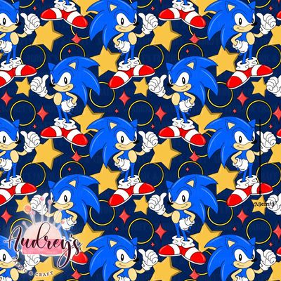 Sonic Speed Star | Digital-Print Custom PUL Waterproof Fabric | 150cm wide