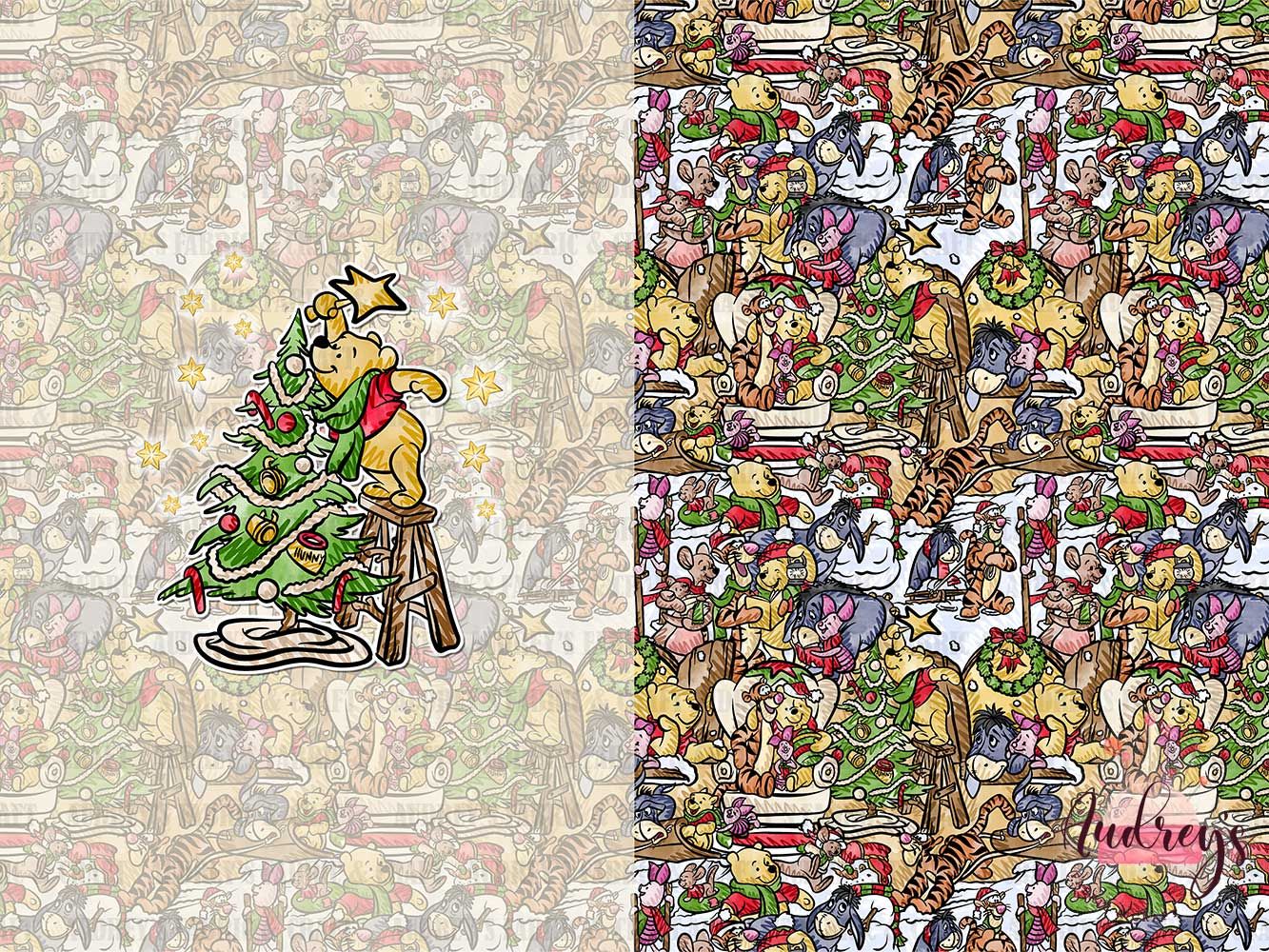 Pooh Xmas | Digital-Print Custom Cotton Woven | 145cm wide