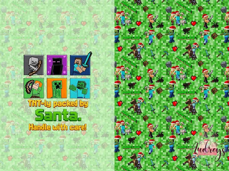 Minecraft Xmas | Digital-Print Custom Cotton Woven | 145cm wide