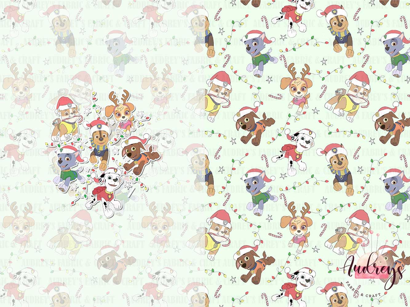 Paw Patrol Xmas | Digital-Print Custom Cotton Woven | 145cm wide
