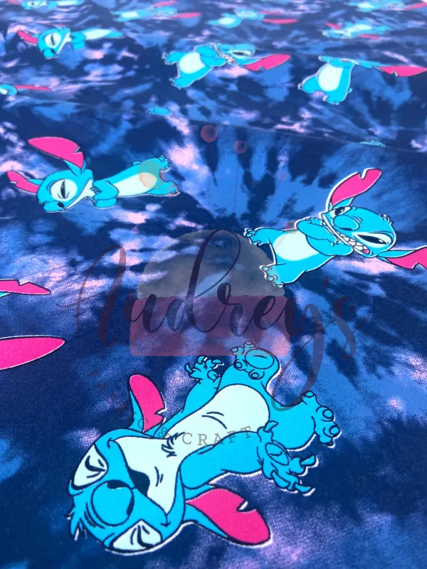 Stitch on Tie-dye | Licensed Cotton Lycra Fabric, 220gsm