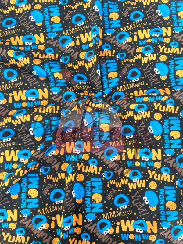Cookie Monster | Licensed Cotton Lycra Fabric, 180gsm