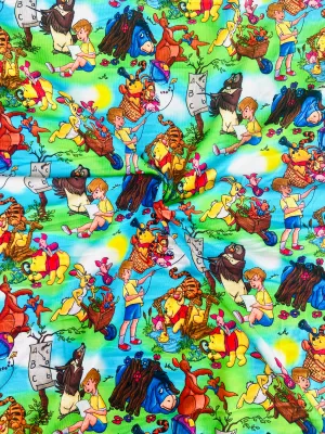 Pooh &amp; Friends, Outdoors | Digital Print Custom Modal Spandex Lycra Fabric, 260gsm