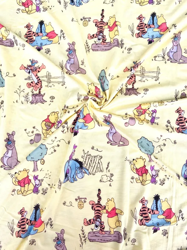 Pooh &amp; Friends | Licensed Modal Spandex Lycra Fabric, 180gsm