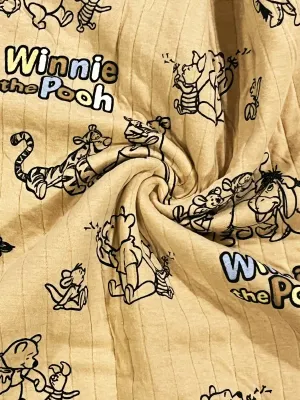 Winnie &amp; Friends | Licensed Ribbed Quilted Cotton Jersey Fabric, 165cm Wide
