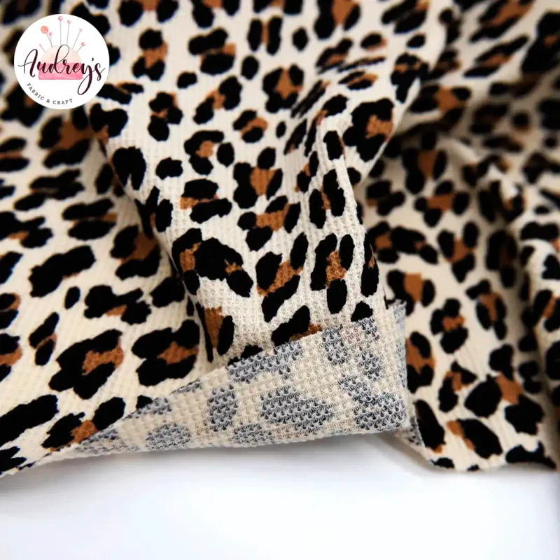 Leopard, Toasted Cashew/Honey | Waffle Jersey Knit Fabric | 160cm Wide