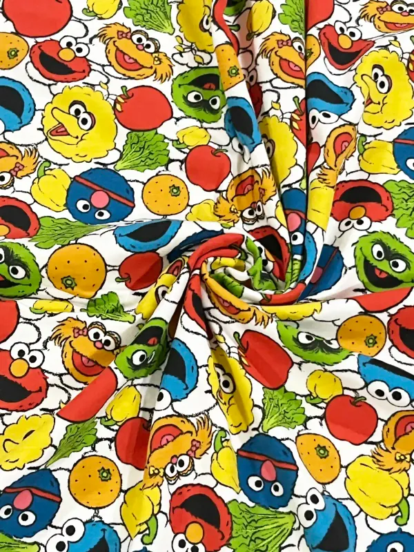Sesame St Friends | Licensed Cotton Jersey T-shirt Fabric, 174cm Wide