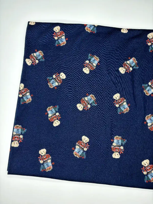 Polo Bear, Navy | Licensed Cotton Jersey T-Shirting Fabric | 170cm Wide