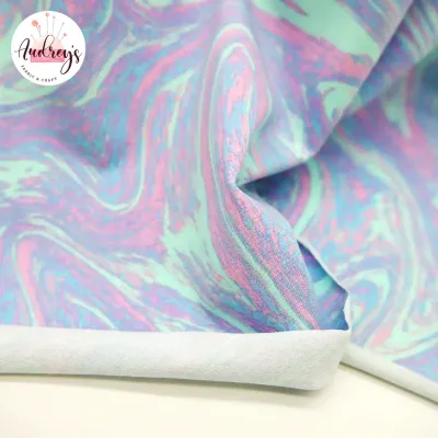 Rainbow Swirls, Pastel | Combed Cotton Lycra Fabric, 220gsm