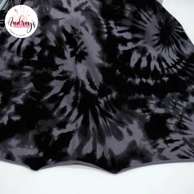 Tie-dye, Grey/Black | Cotton Lycra Fabric, 200gsm