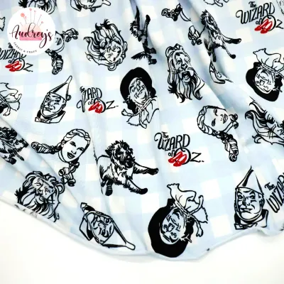 Wizard of Oz on Gingham | Licensed Combed Cotton Lycra Fabric, 200gsm