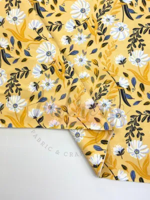Sun-Kissed Florals | Cotton Lycra Print Fabric, 190gsm