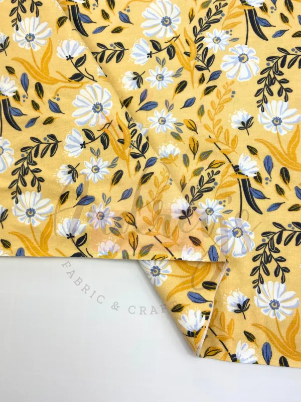 Sun-Kissed Florals | Cotton Lycra Print Fabric, 190gsm