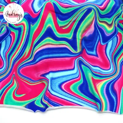 Rainbow Swirls, Bright | Cotton Lycra Fabric, 200gsm
