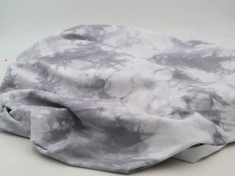 Grey Tie-dye | Stretch French Terry Knit Fabric | 180cm Wide