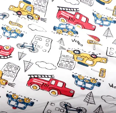 Vehicles | Cotton Lycra Print Fabric, 180gsm