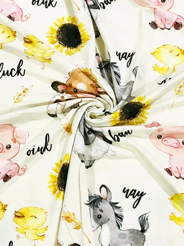 Cute Farm Animals | Modal Rayon Spandex | 172cm Wide