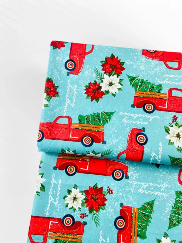 Merry Christmas Trucks | Quilting Cotton | 112cm Wide