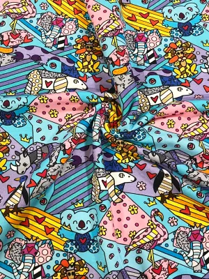 Mosaic Animals | Stretch French Terry Knit Fabric | 188cm Wide