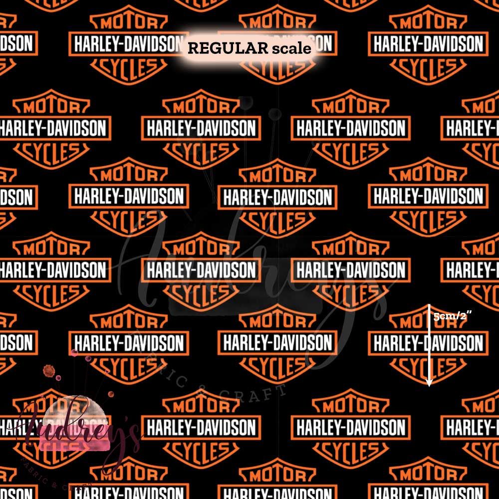 Harley, Classic on Black | Digital Print Custom Cotton Woven | 145cm wide