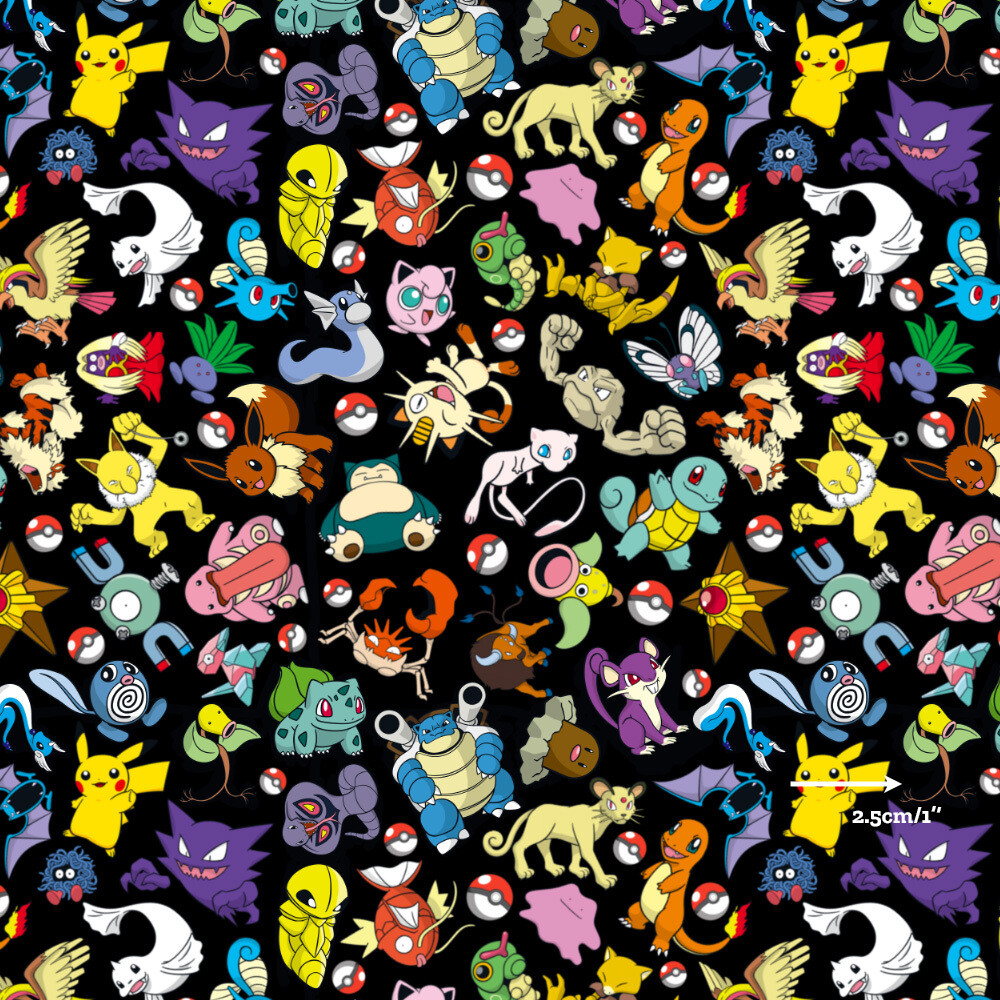 Pokemon Characters Allover | Digital Print Custom Cotton Woven | 145cm wide