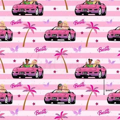 Barbie, Corvette Pink | Digital Print Custom Cotton Woven | 145cm wide