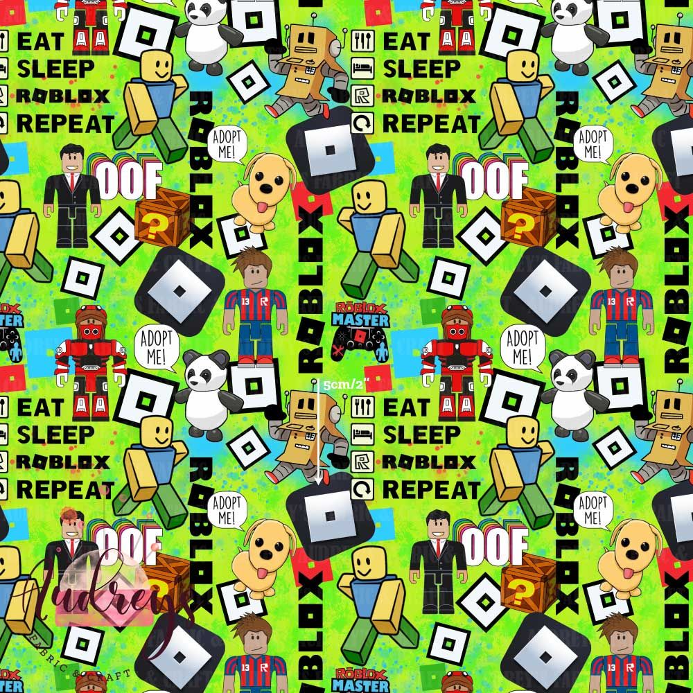 Eat, Sleep, Roblox, Repeat | Digital-Print Custom Cotton Woven | 145cm wide