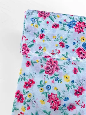 Garden Party | Dobby Swiss Dot Embroidered Cotton Woven Fabric | 110cm Wide