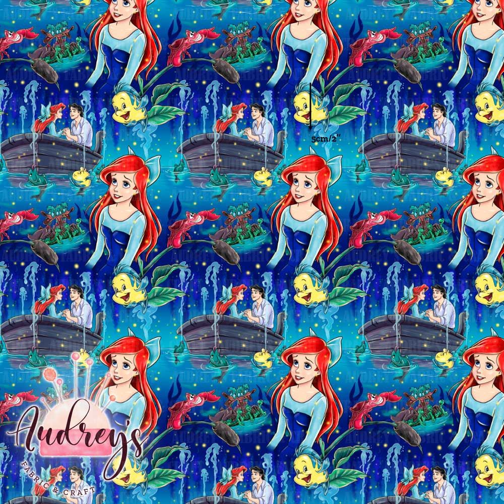 Ariel's Nighttime Voyage | Digital-Print Custom Cotton Woven | 145cm wide