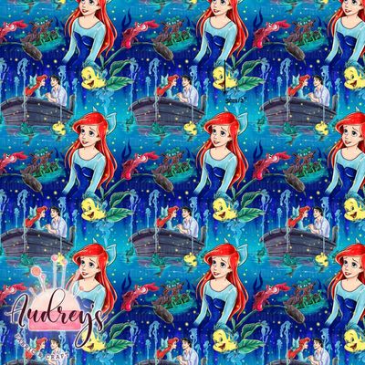 Ariel's Nighttime Voyage | Digital-Print Custom Cotton Woven | 145cm wide