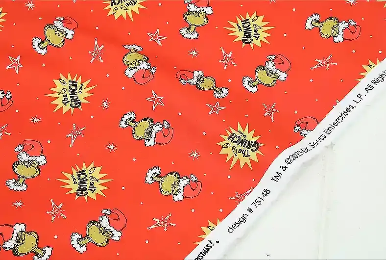 Grinchmas Red Stars | Licensed Quilting Cotton | 112cm wide