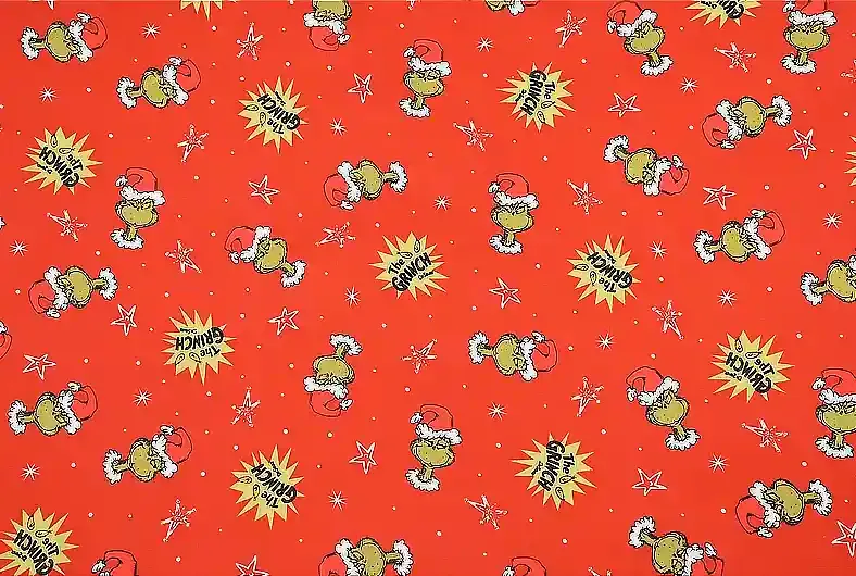 Grinchmas Red Stars | Licensed Quilting Cotton | 112cm wide