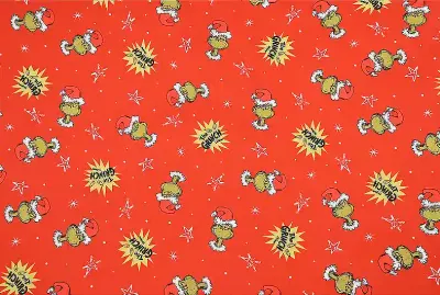 Grinchmas Red Stars | Licensed Quilting Cotton | 112cm wide