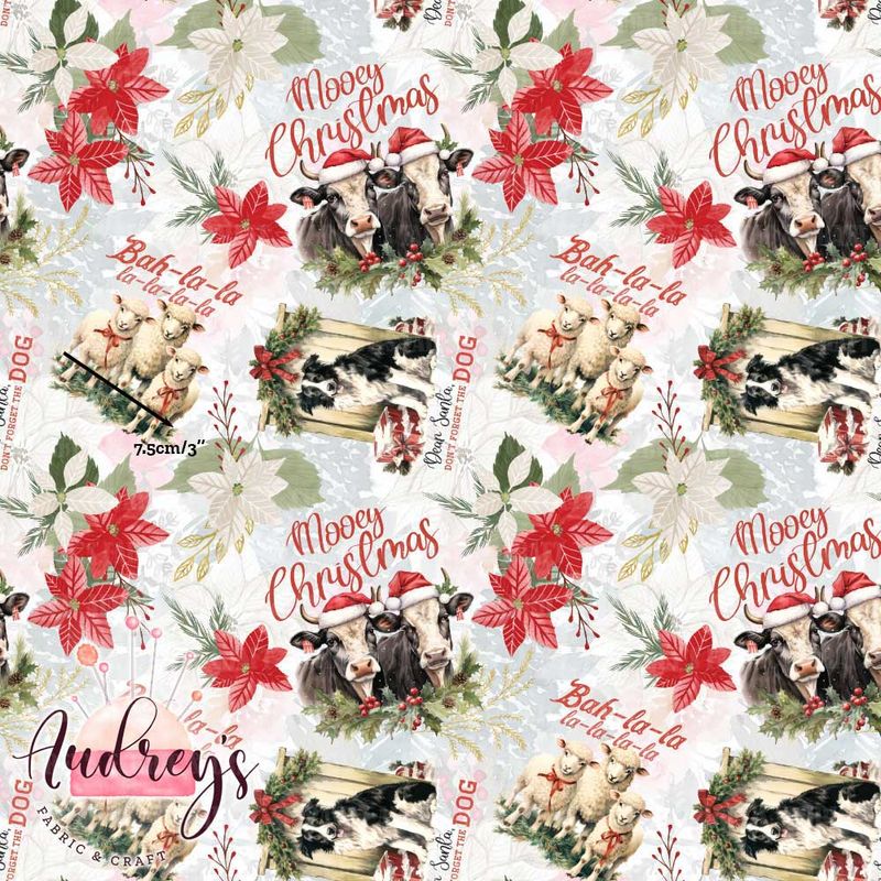 Xmas, Farm | Digital Print Custom Cotton Woven | 145cm wide