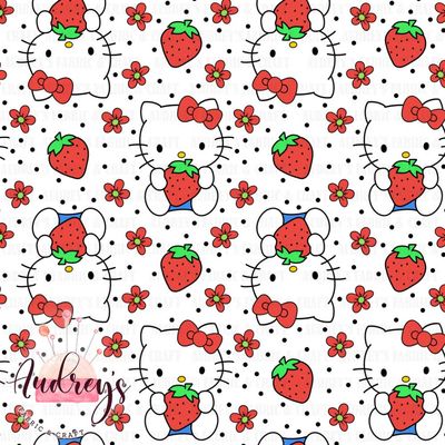 Hello Kitty Strawberry | Digital-Print Custom Cotton Lycra 240gsm | 145cm wide