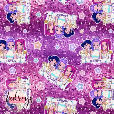 Kpop Huntrix on Glitter | Digital-Print Custom Cotton Woven | 145cm wide