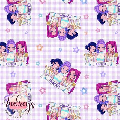 Huntrix on Gingham | Digital-Print Custom Cotton Woven | 145cm wide