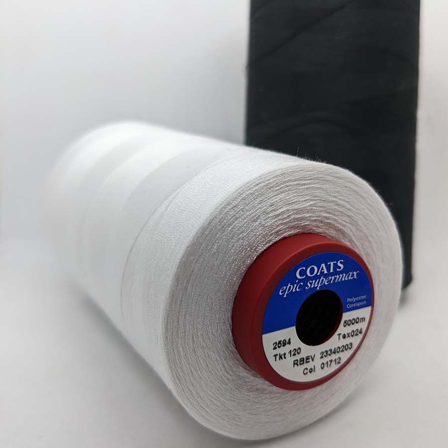 Coats Epic Supermax 120 Sewing Thread | C1712 (White) | 5000m Spool