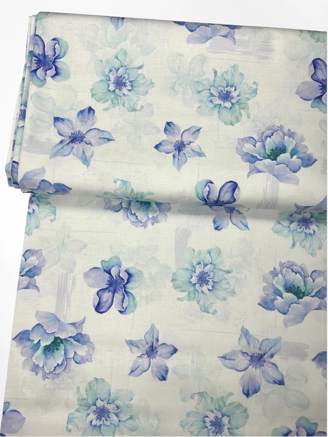 Watercolor Blue and Teal Floral | Premium Quilting Cotton | 112cm wide