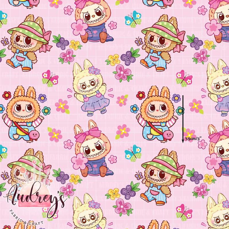 Labubu Floral | Digital-Print Custom Cotton Woven | 145cm wide