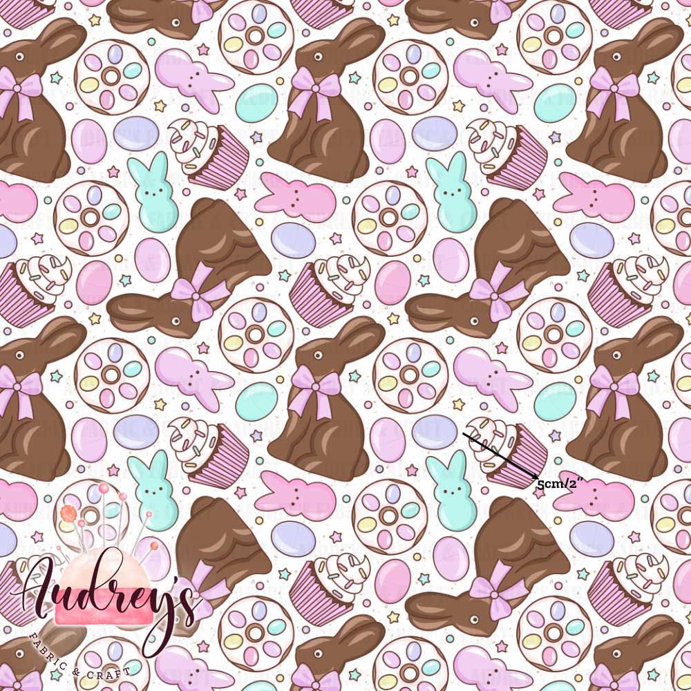 Chocolate Bunnies Toss | Digital-Print Custom Cotton Woven | 145cm wide