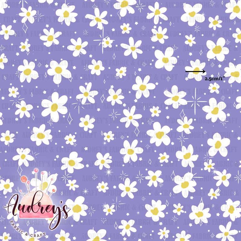 Ditsy Daisy on Violet | Digital-Print Custom Cotton Woven | 145cm wide