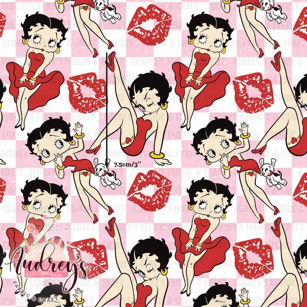 Betty Boop Checkers | Digital-Print Custom Cotton Woven | 145cm wide